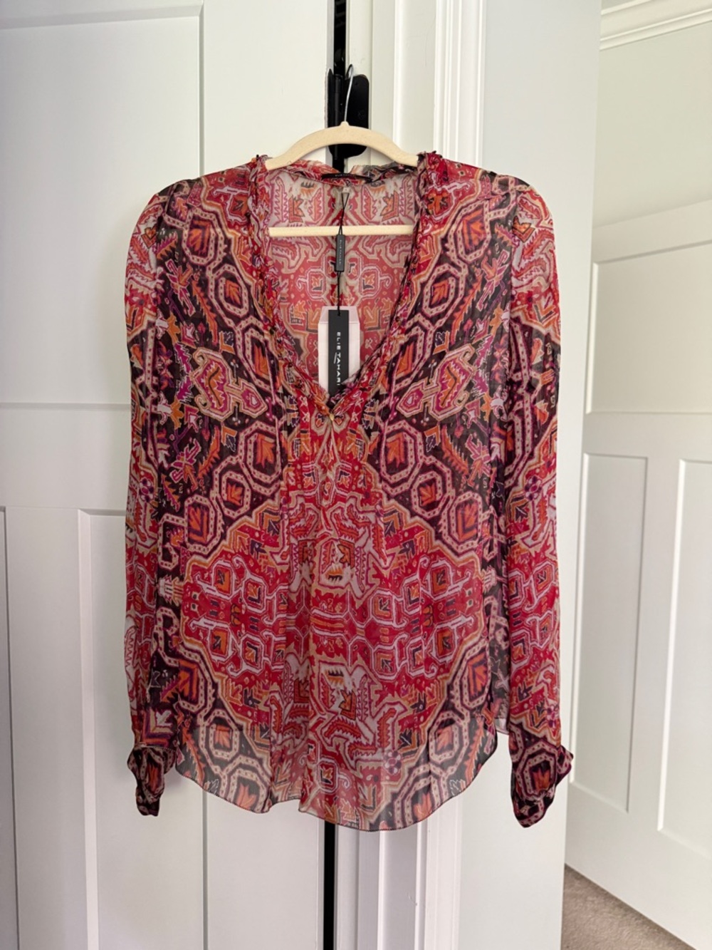 Elie Tahari Parisa Blouse New Petunia Silk Beaded Top NWT